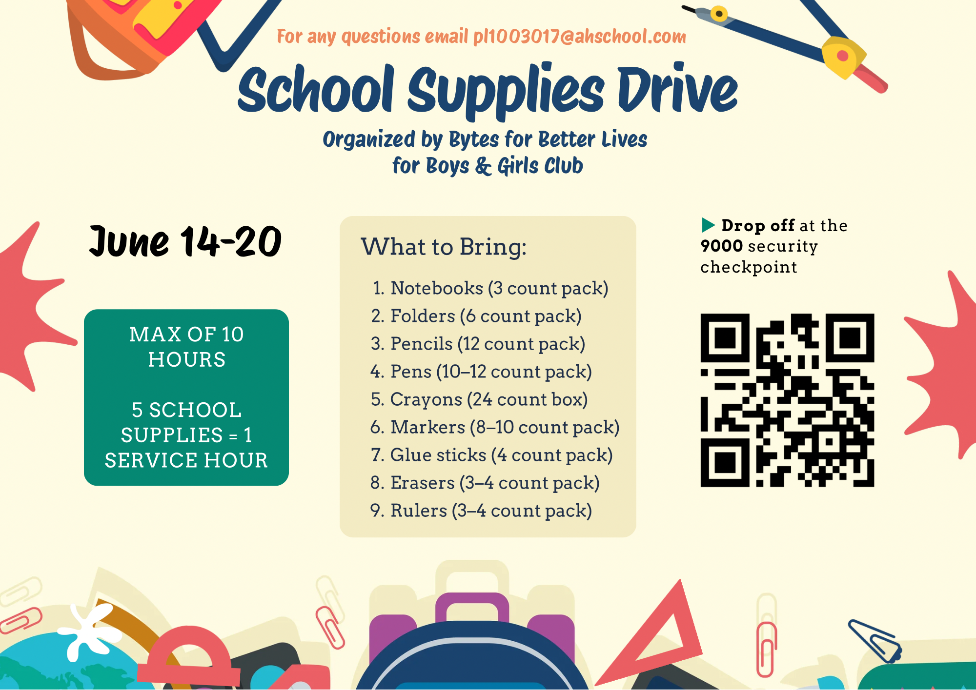 School Supplies Drive flyer